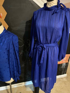1980s Sheer Blue Balloon Sleeve Dress