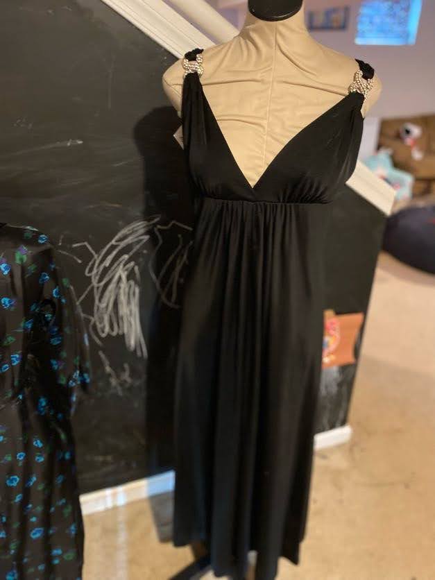 1960s Joan Leslie for Kasper Black Evening gown
