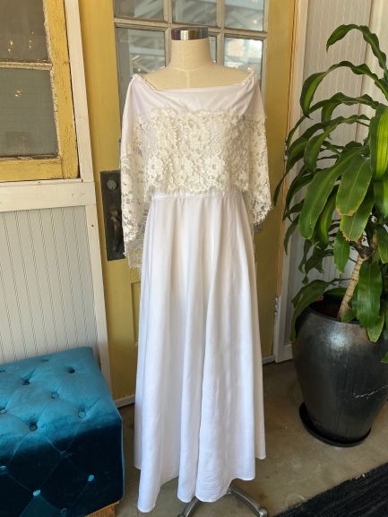 70's Off-the-Shoulder Wedding Dress
