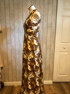 Brown Dress with Gold Flowers
