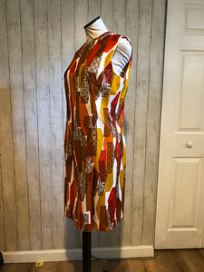 1960s Red, Brown, and Gold Dress