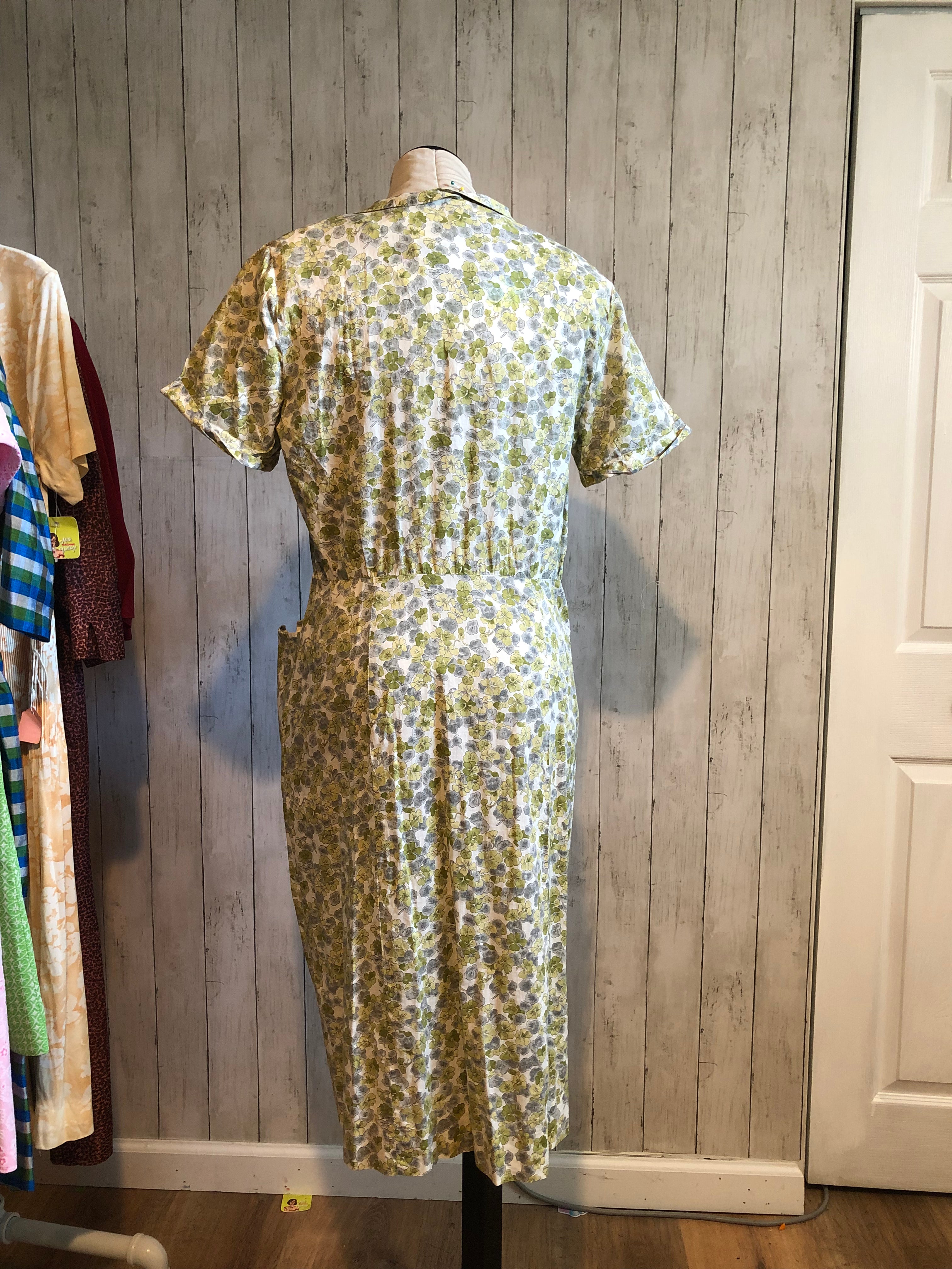 1960s American Golfer Clover Print Dress