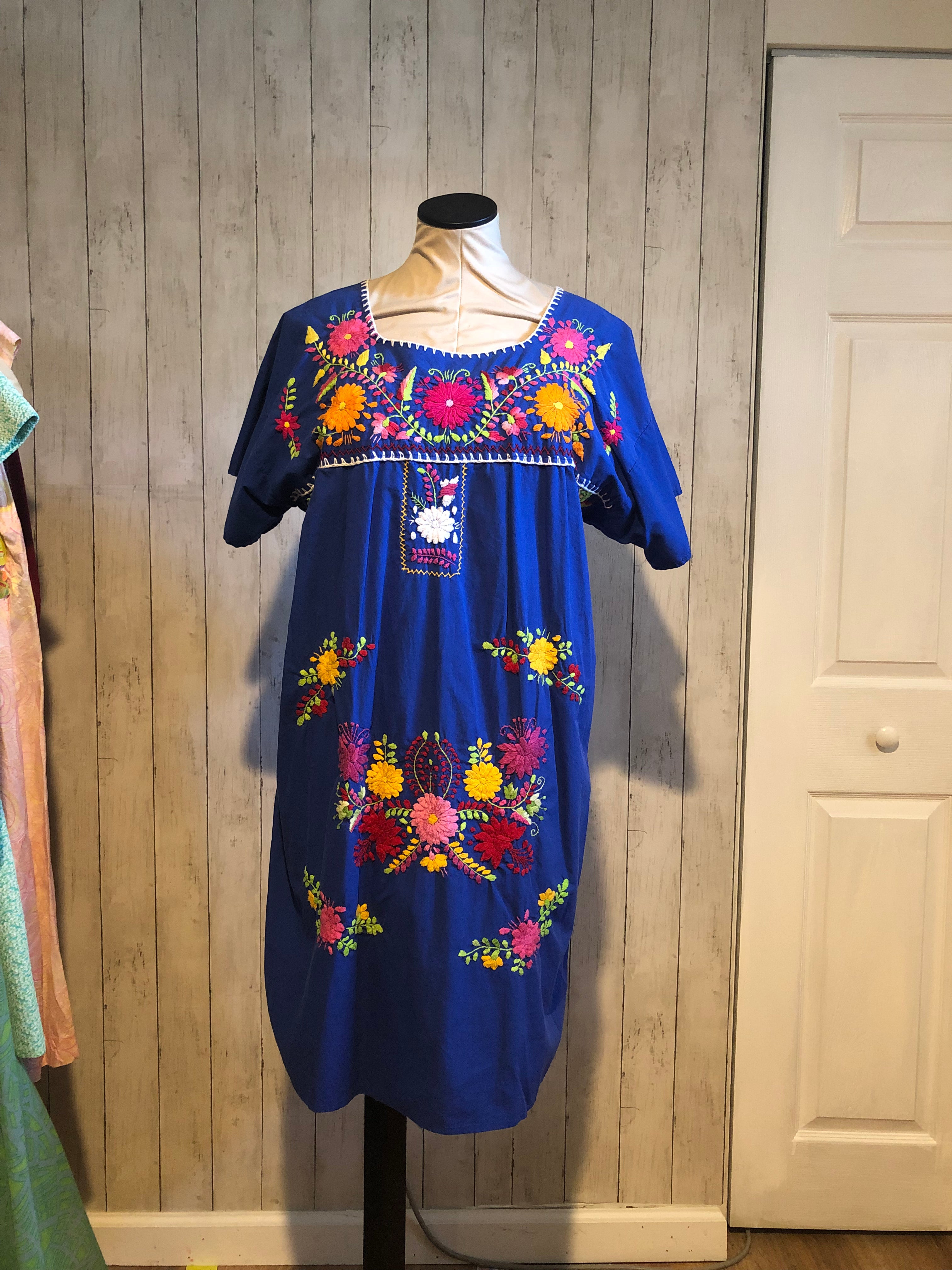 Blue Hand Embroidered Dress