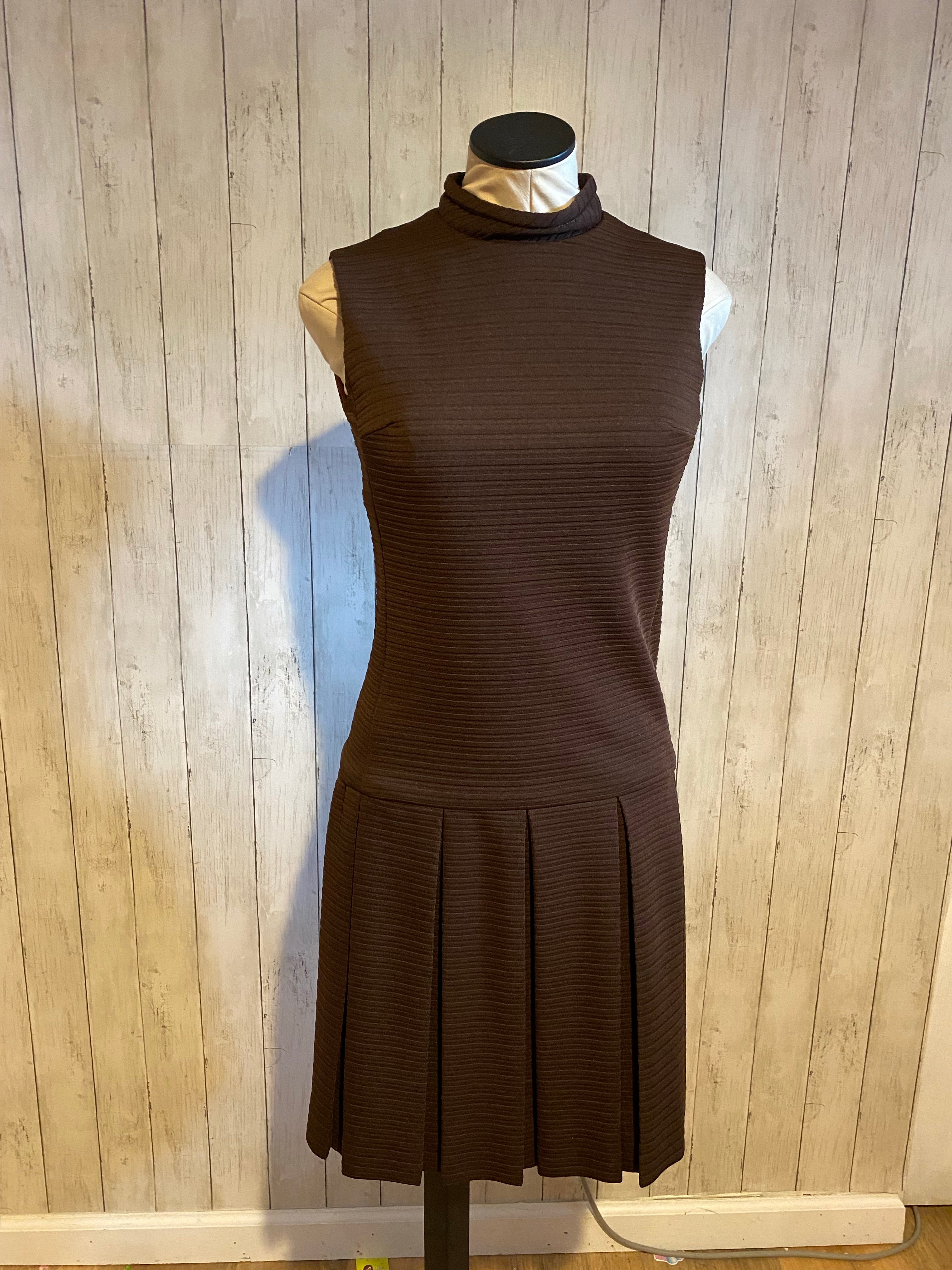1960's Brown Pleated Dress